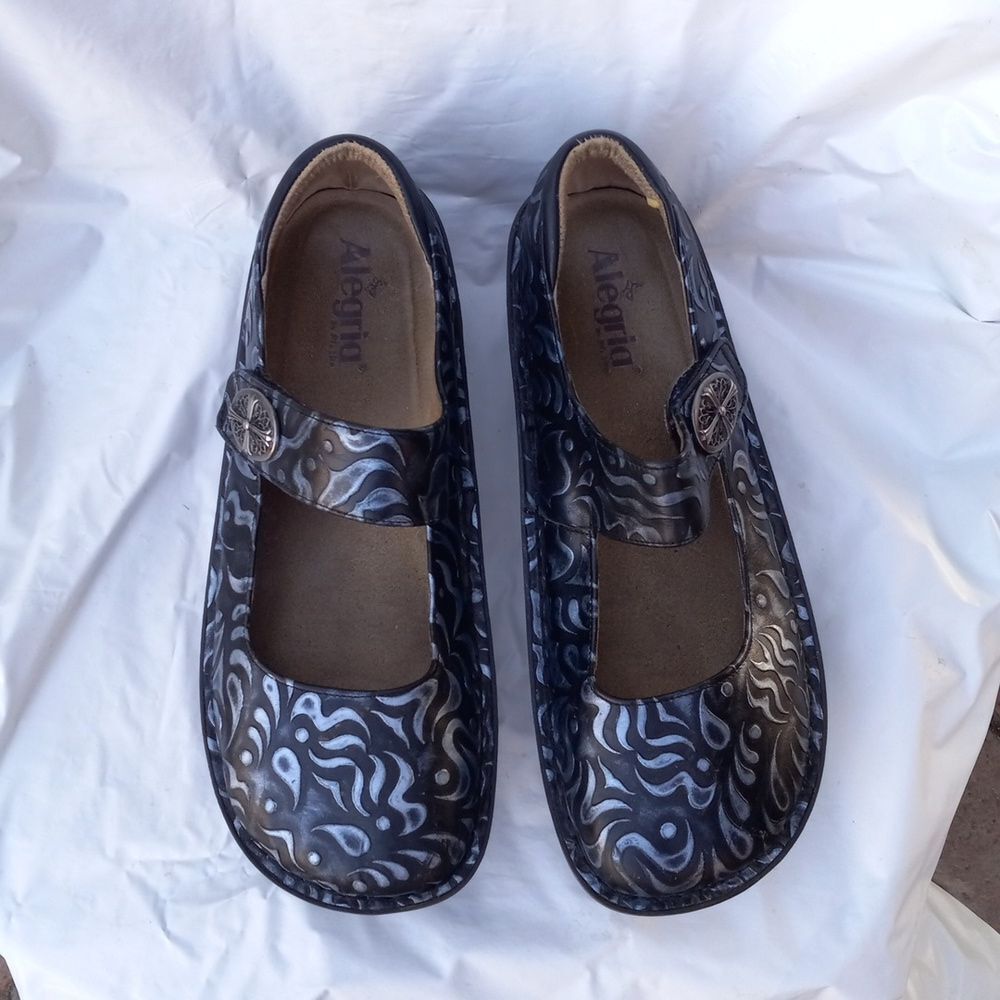 Alegria Black & Silver Paloma Gothic Steel Mary Jane's PAL-437 Size 42